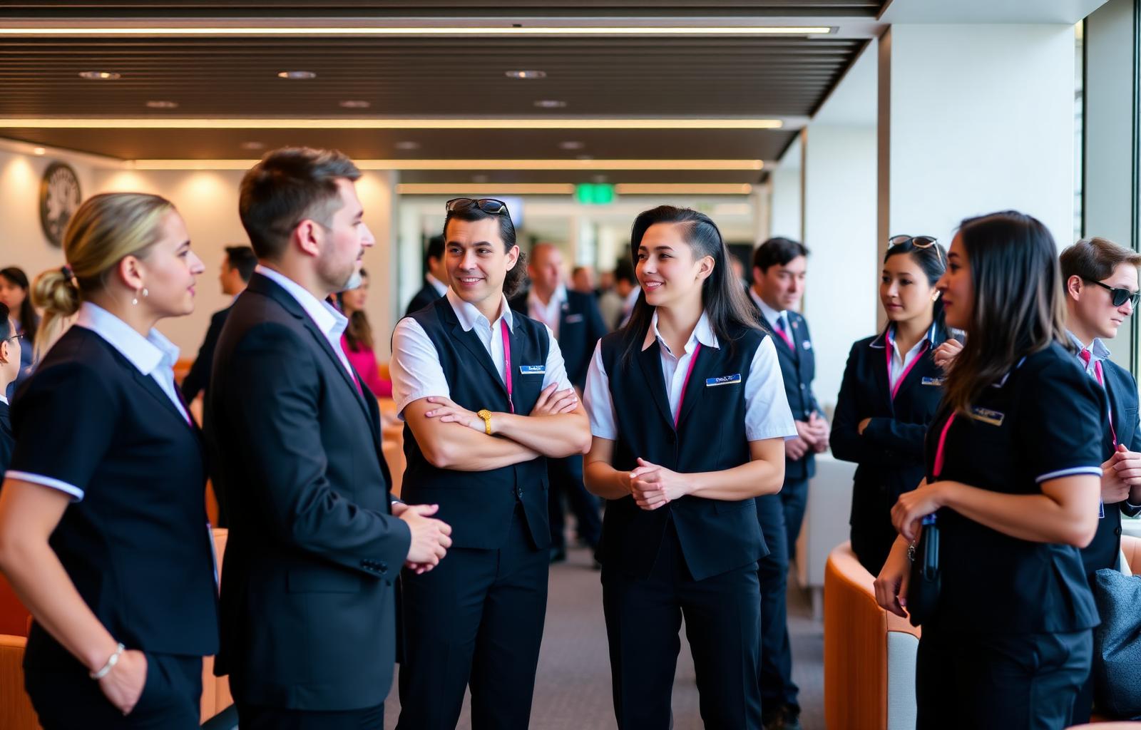 Yacht academy students networking in uniform