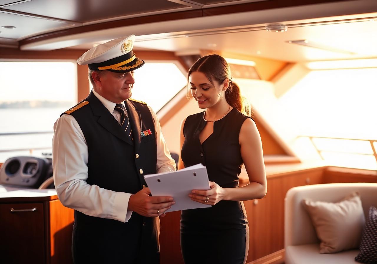 Chief stewardess mentoring a junior crew member