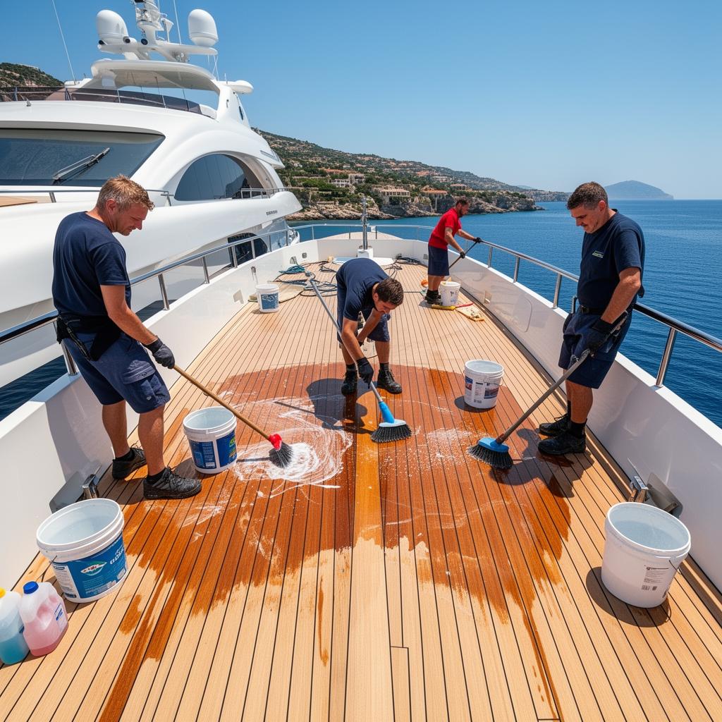 Professional deck cleaning and teak maintenance
