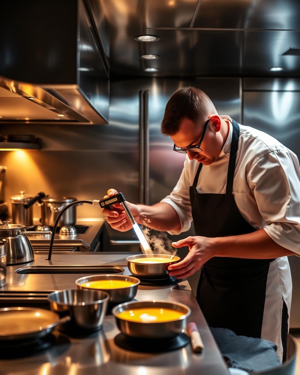 Advanced gastronomy technique demonstration