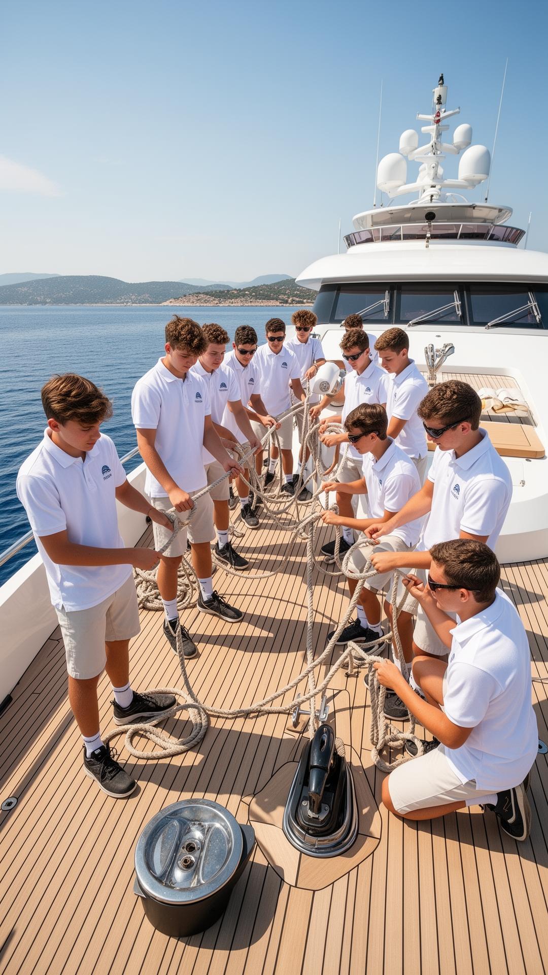 Students training onboard a superyacht