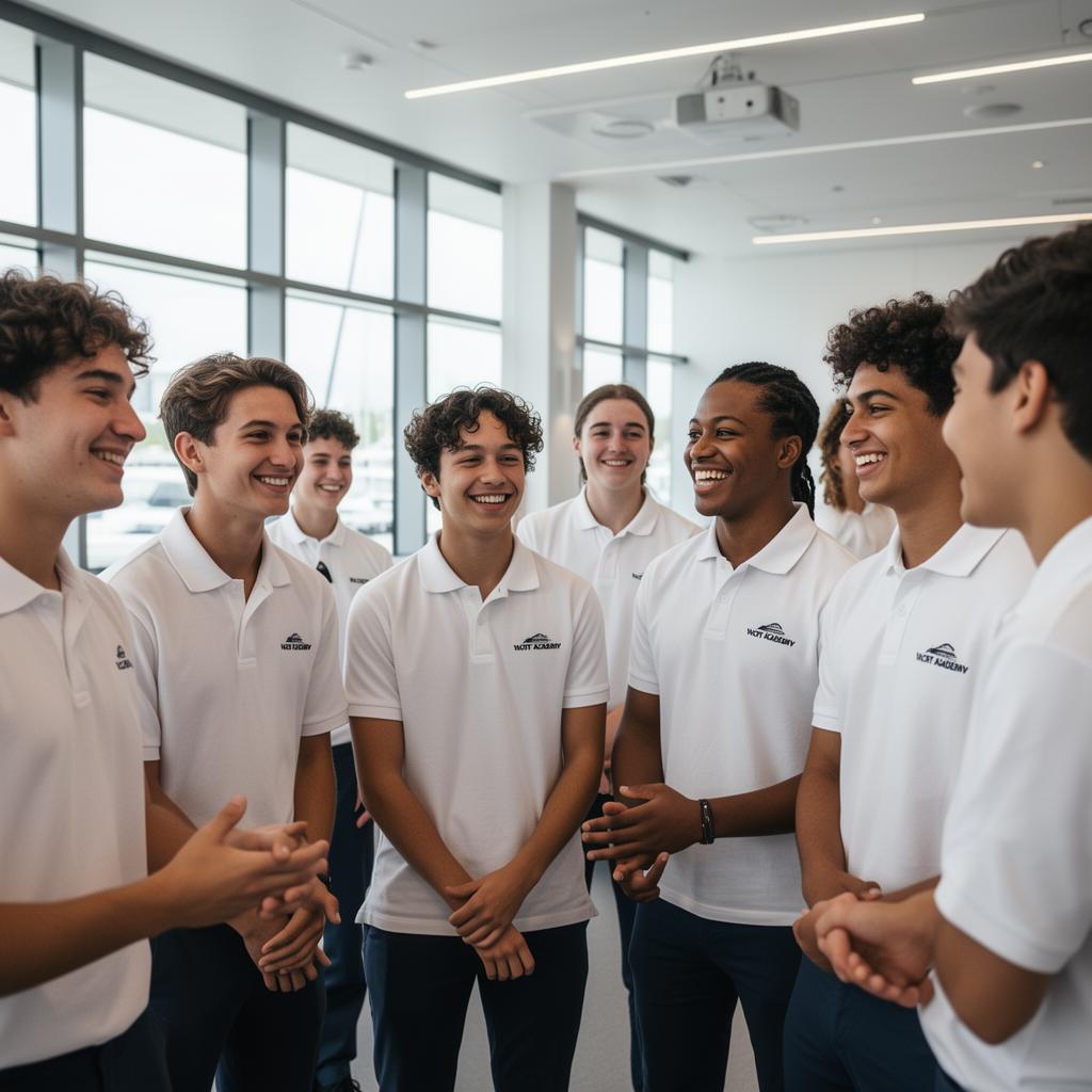 Yacht academy students interacting